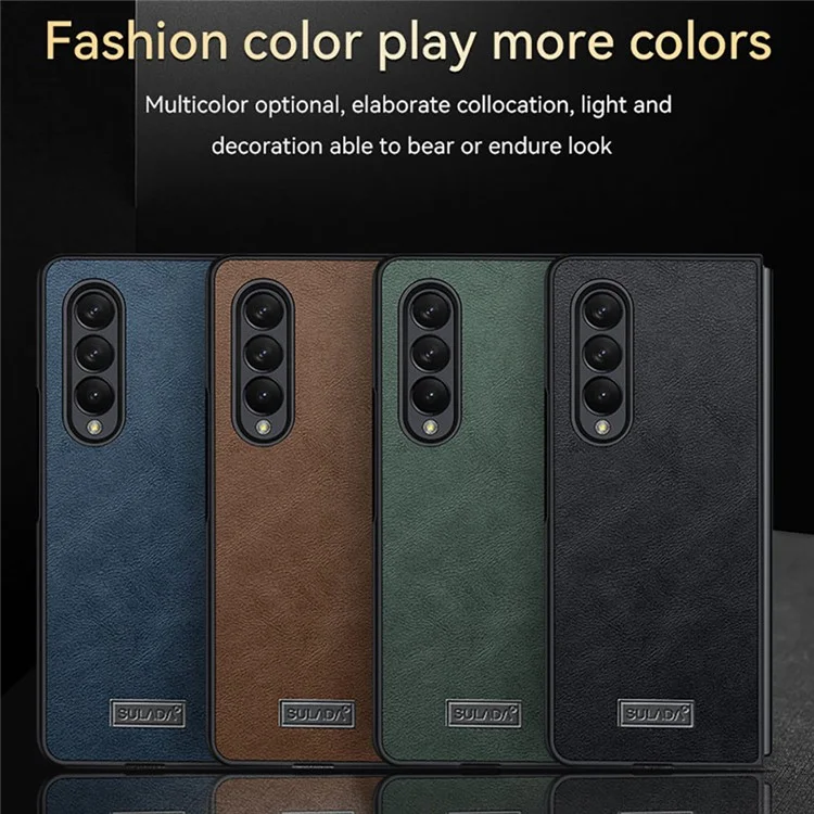 Sulada Anti-Fall Crazy Textura De Cavalo Anti-arranhão PU Revestimento De Couro PC Celular Caso Capa Para Samsung W21 5G / Galaxy Z Dobrável 5G - Preto