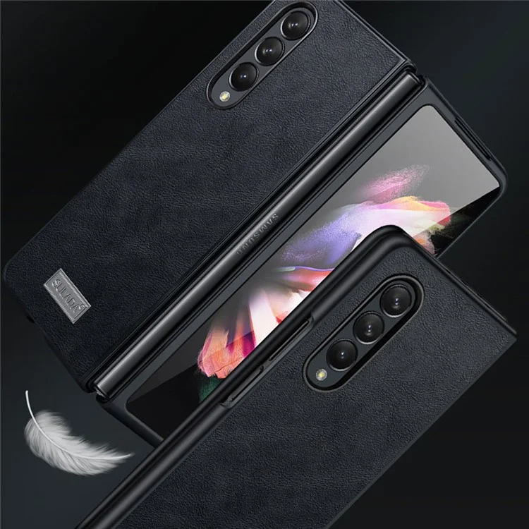 Sulada Anti-automne Crazy Horse Texture Anti-Scratch Coating De Coating PC Couverture De Téléphone Portable Pour Samsung W21 5G / Galaxy Z Fold2 5g - Café