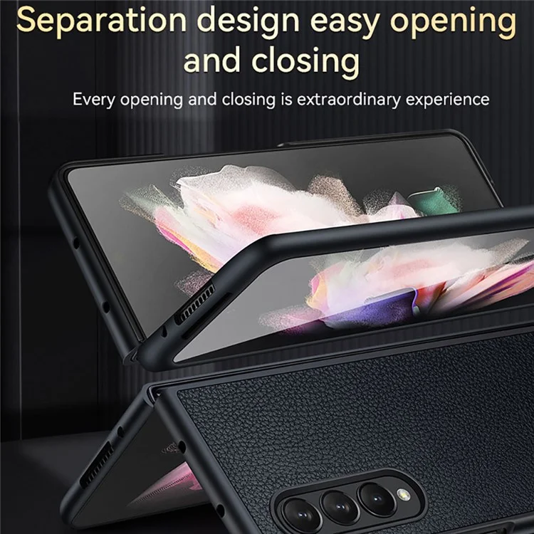 Sulada Anti-Fall Gut Geschützte Litchi Textur PU-Lederbeschichtung PC-Handy-Case-Hülle Für Samsung W21 5G / Galaxy Z Fold2 5g - Grün