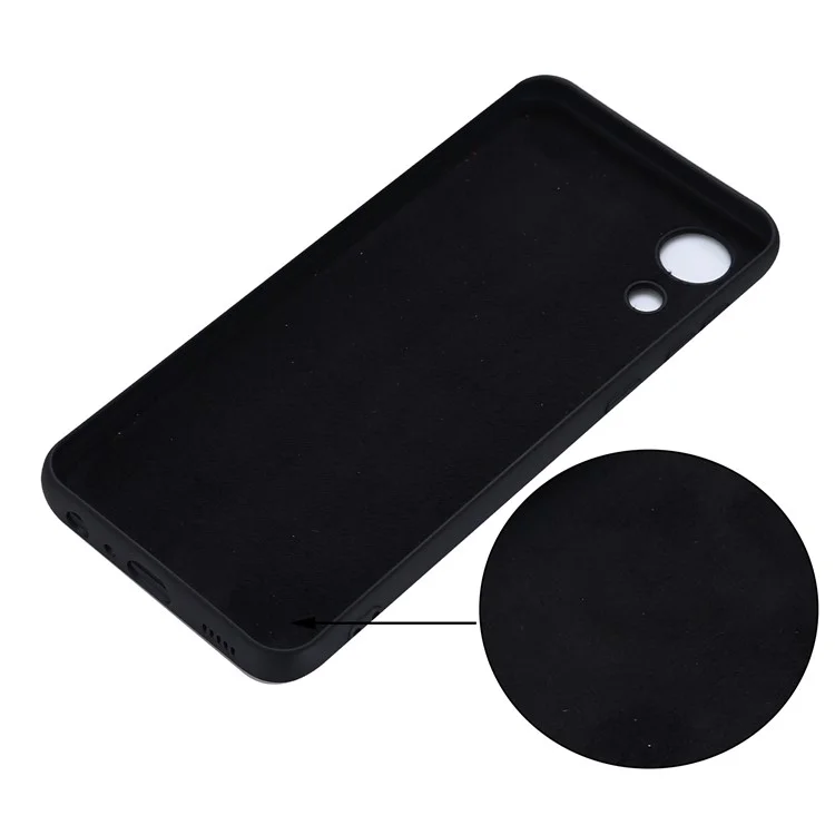 Liquid Silicone Smooth Soft Microfiber Lining Cushion Phone Case with Strap for Samsung Galaxy A03 Core - Black