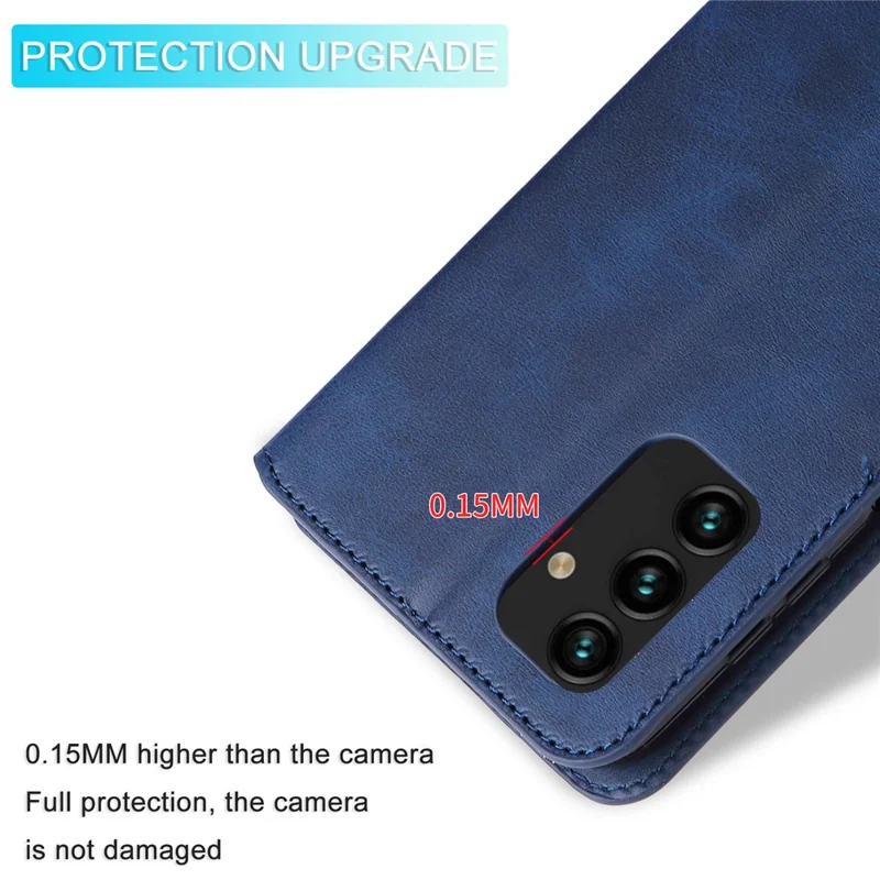 Well-protected Wallet Stand PU Leather + TPU Magnetic Clasp Phone Cover Case for Samsung Galaxy A13 4G - Blue