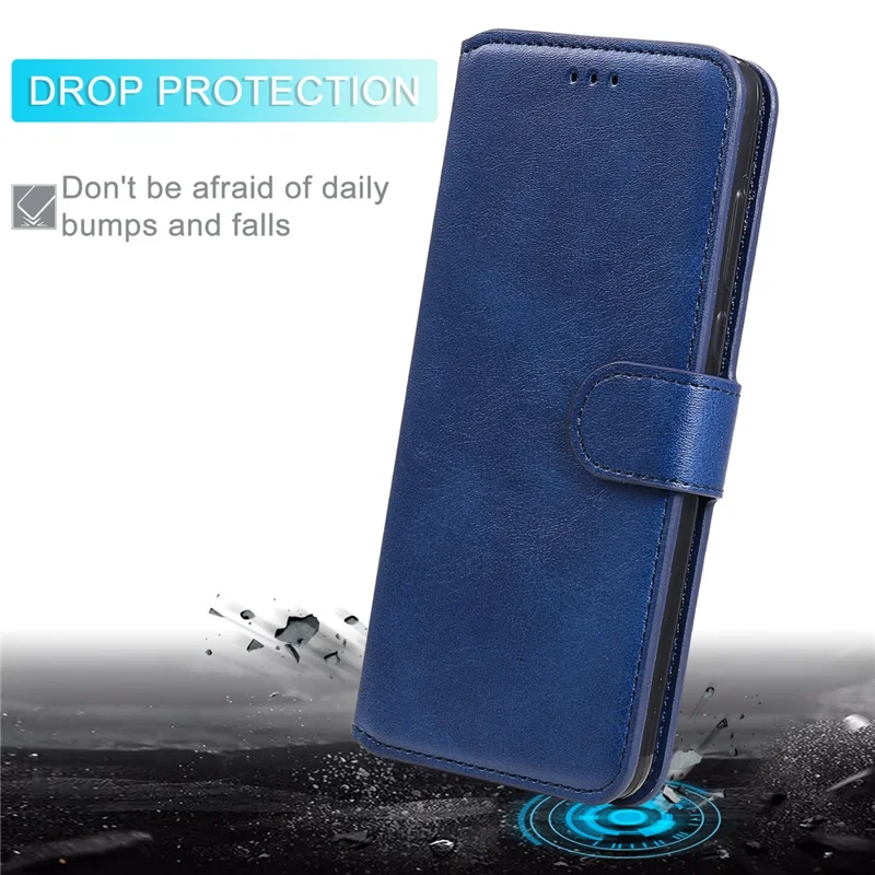 Well-protected Wallet Stand PU Leather + TPU Magnetic Clasp Phone Cover Case for Samsung Galaxy A13 4G - Blue