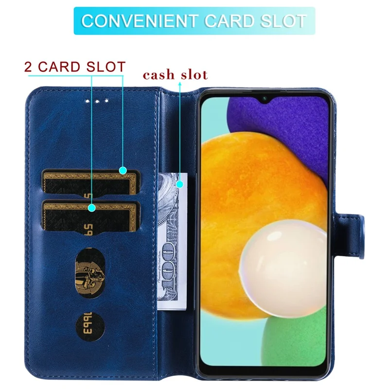 Well-protected Wallet Stand PU Leather + TPU Magnetic Clasp Phone Cover Case for Samsung Galaxy A13 4G - Blue