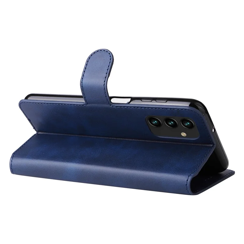 Well-protected Wallet Stand PU Leather + TPU Magnetic Clasp Phone Cover Case for Samsung Galaxy A13 4G - Blue