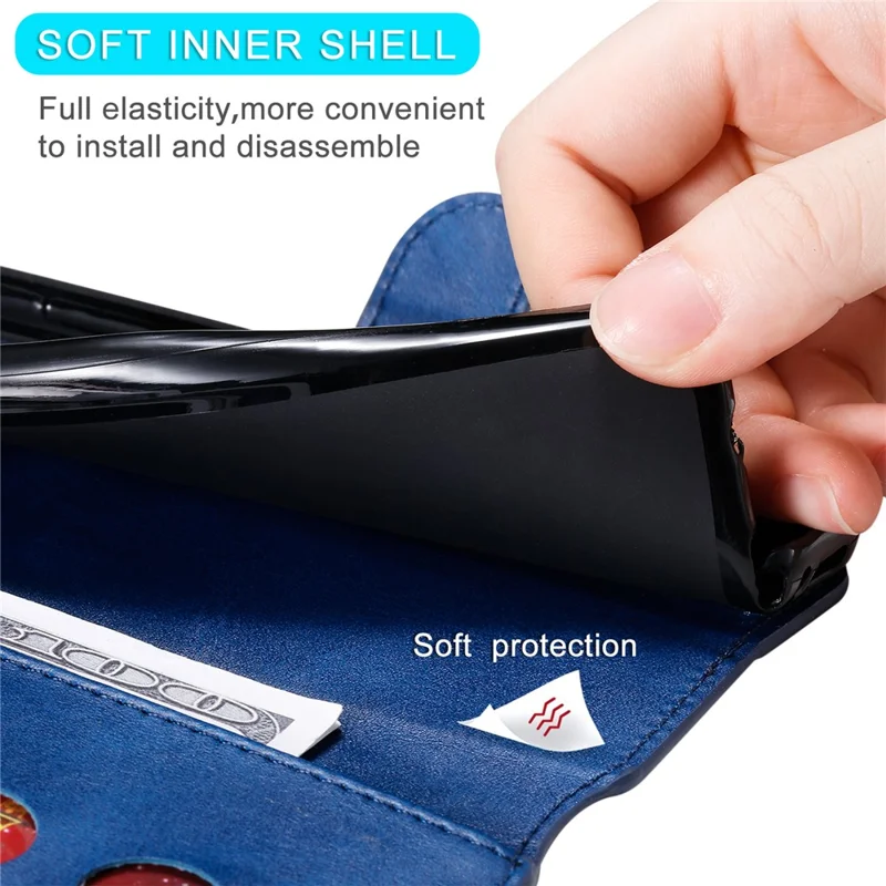 Well-protected Wallet Stand PU Leather + TPU Magnetic Clasp Phone Cover Case for Samsung Galaxy A13 4G - Blue