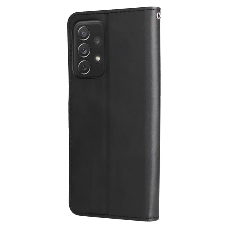 Zakje met ritsontwerp PU lederen telefoonhoes met muntportemonnee portefeuille standaard vouwcase voor Samsung Galaxy A73 5G - Zwart
