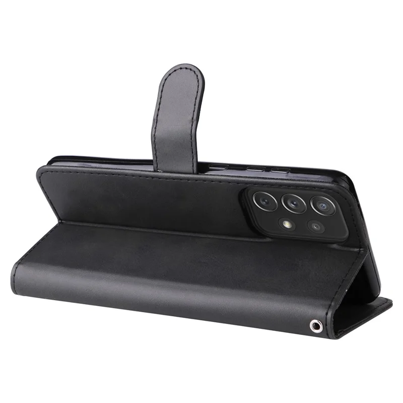 Zakje met ritsontwerp PU lederen telefoonhoes met muntportemonnee portefeuille standaard vouwcase voor Samsung Galaxy A73 5G - Zwart