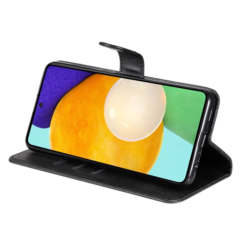 Zakje met ritsontwerp PU lederen telefoonhoes met muntportemonnee portefeuille standaard vouwcase voor Samsung Galaxy A73 5G - Zwart