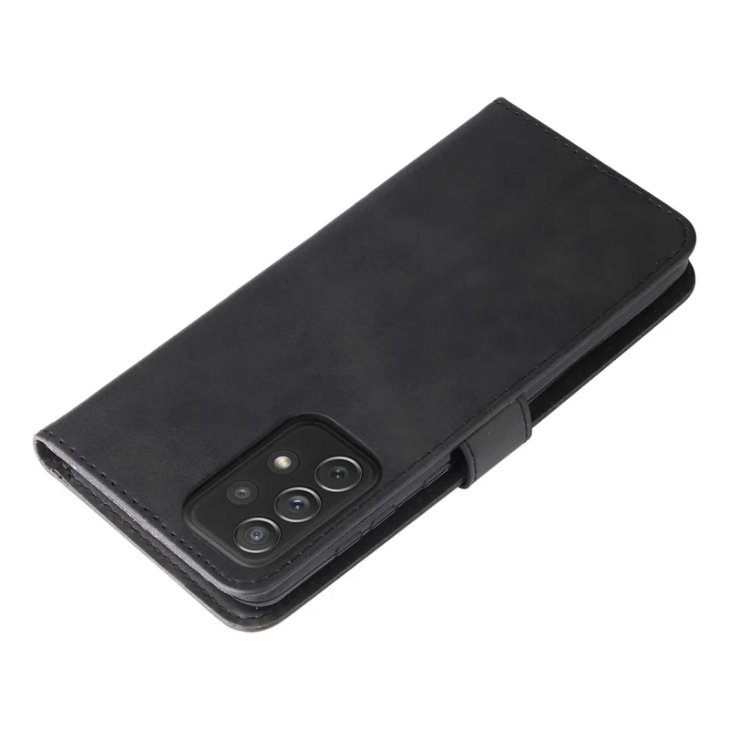 Zakje met ritsontwerp PU lederen telefoonhoes met muntportemonnee portefeuille standaard vouwcase voor Samsung Galaxy A73 5G - Zwart