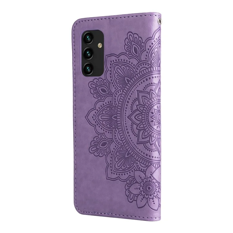 Geldbörse Ständer Handyhülle Mandala Blume Geprägte Folio Flip Schutzhülle aus Leder für Samsung Galaxy A13 4G - Lila