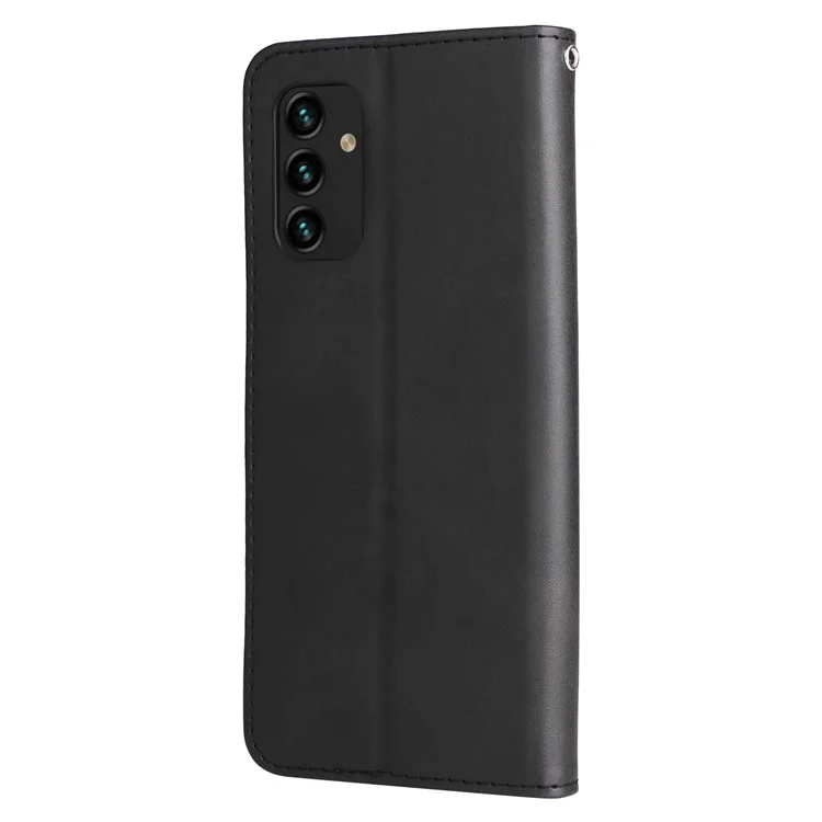 Outer Zipper Pocket PU Leather Phone Case Folio Flip Wallet Stand Full Protection Cover for Samsung Galaxy A13 4G - Black