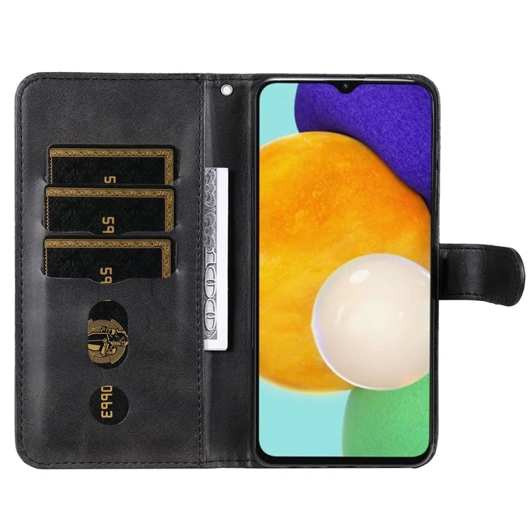 Outer Zipper Pocket PU Leather Phone Case Folio Flip Wallet Stand Full Protection Cover for Samsung Galaxy A13 4G - Black
