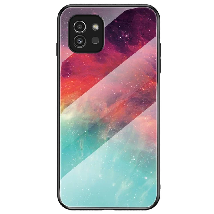 Padrão Estrelado do Céu de Vidro Temperado PC Traseiro TPU TPU Tampa do Caixa Híbrido à Prova de Choque Para Samsung Galaxy A03 (164,2 x 75,9 x 9,1mm) - Céu Estrelado da Cor