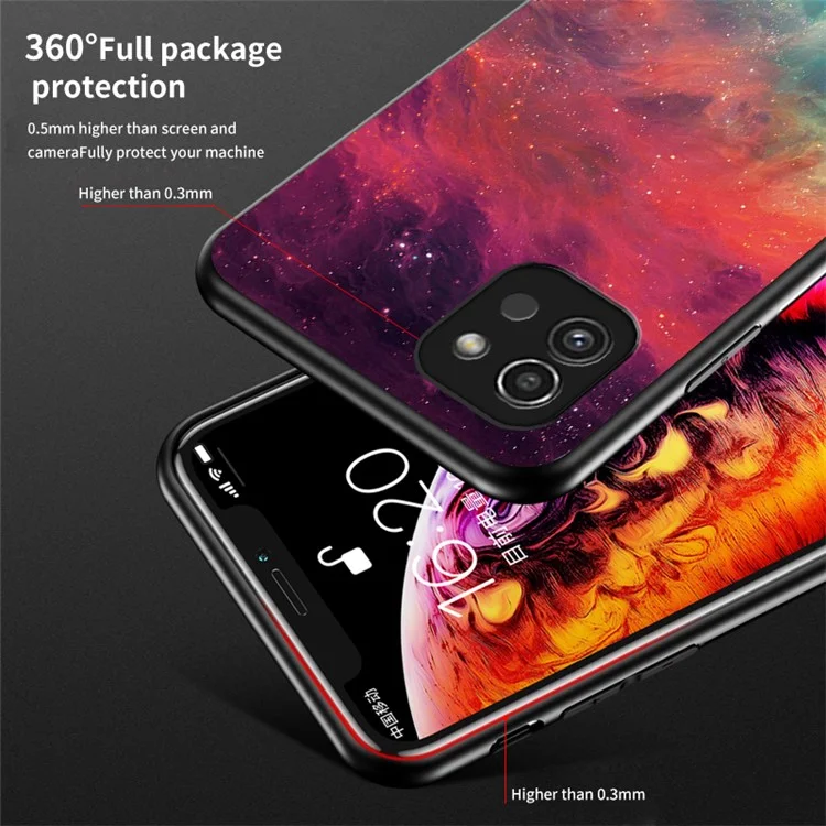 Starry Sky Pattern Tempered Glass PC Back TPU Frame Shockproof Hybrid Case Phone Cover for Samsung Galaxy A03 (164.2 x 75.9 x 9.1mm) - Color Starry Sky