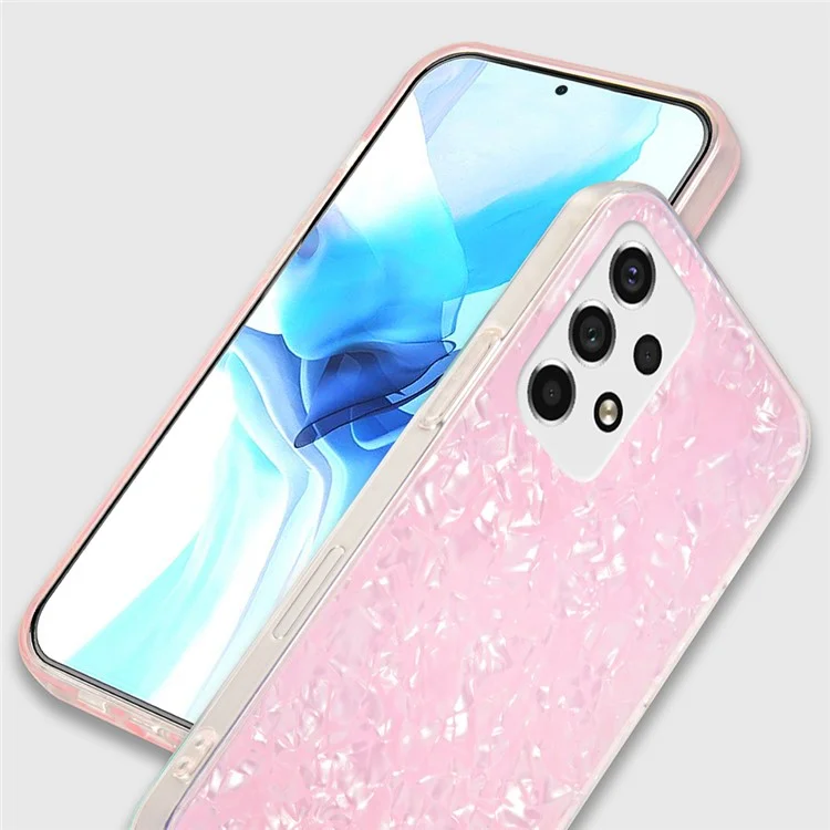 IPAKY IMD Acrylic + Soft TPU Phone Case Shockproof Phone Covering for Samsung Galaxy A53 5G - Pink
