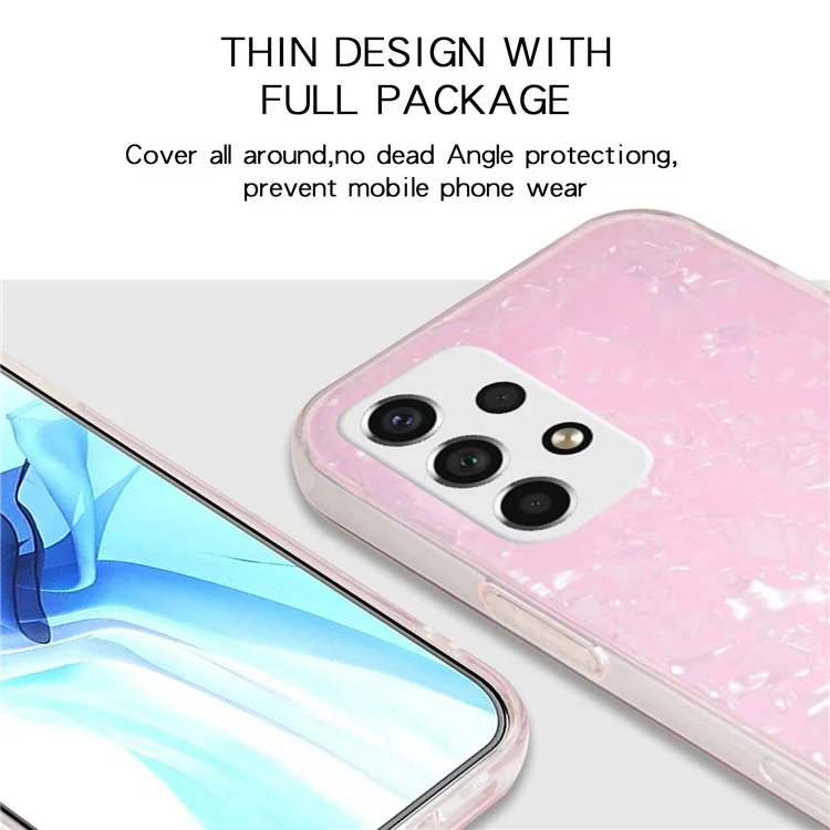 IPAKY IMD Acrylic + Soft TPU Phone Case Shockproof Phone Covering for Samsung Galaxy A53 5G - Pink