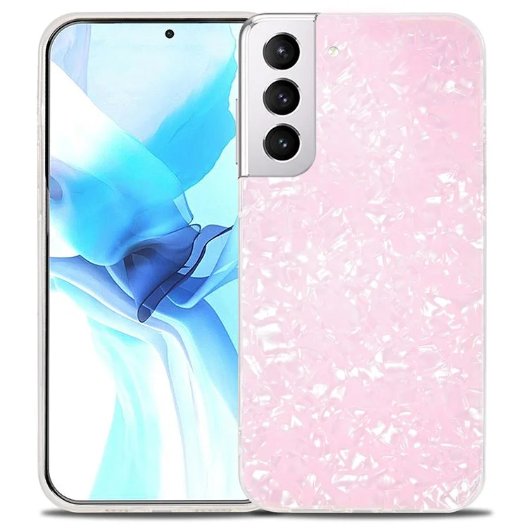 IPAKY Anti-fingerprint Cell Phone Case Bag IMD Acrylic + Soft TPU Shockproof Phone Covering for Samsung Galaxy S21 FE 5G - Pink