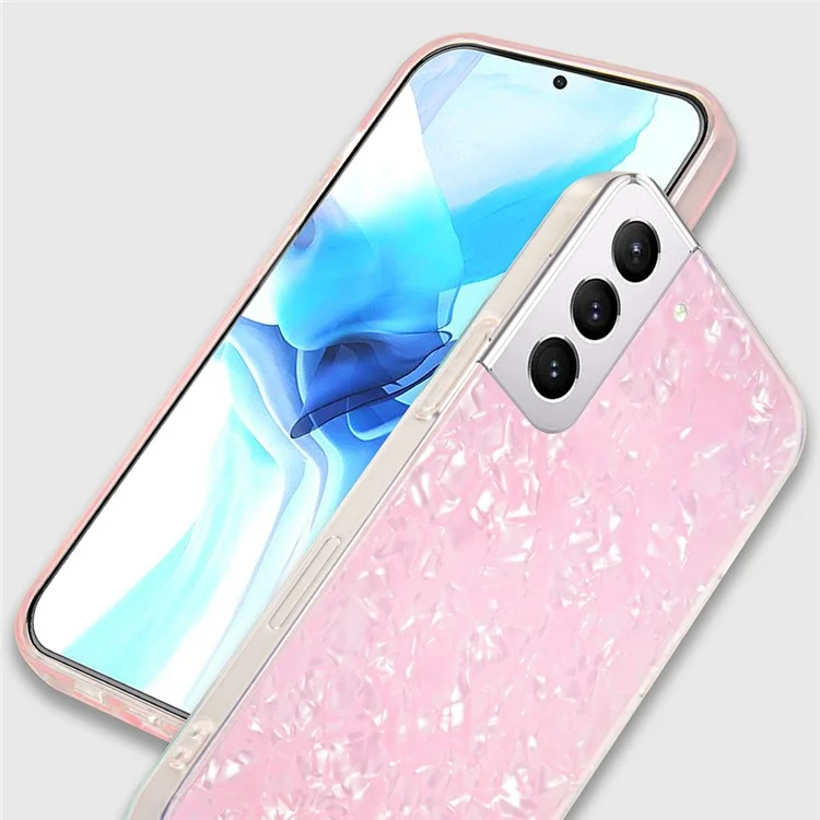 IPAKY Anti-fingerprint Cell Phone Case Bag IMD Acrylic + Soft TPU Shockproof Phone Covering for Samsung Galaxy S21 FE 5G - Pink