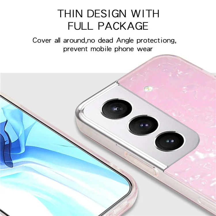 IPAKY Anti-fingerprint Cell Phone Case Bag IMD Acrylic + Soft TPU Shockproof Phone Covering for Samsung Galaxy S21 FE 5G - Pink