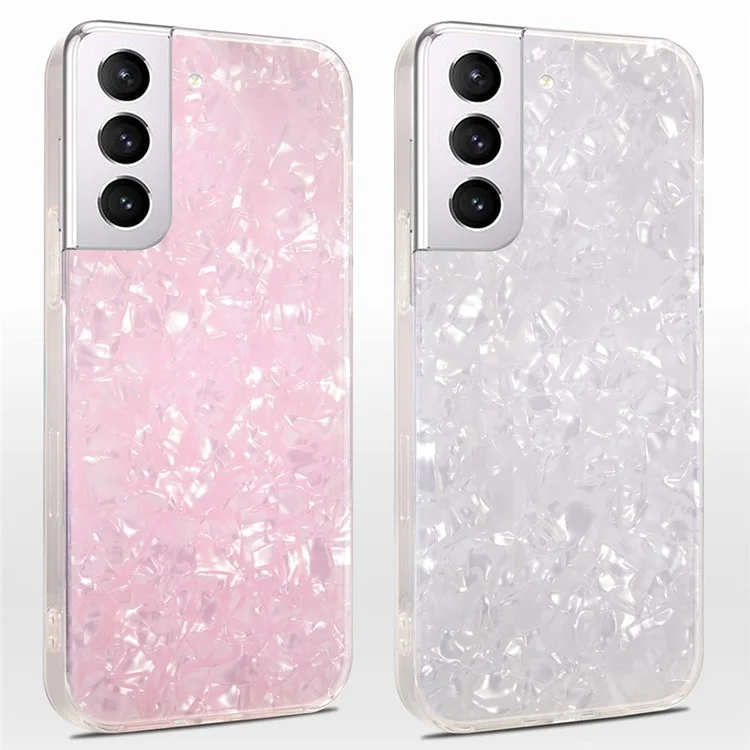 IPAKY Anti-fingerprint Cell Phone Case Bag IMD Acrylic + Soft TPU Shockproof Phone Covering for Samsung Galaxy S21 FE 5G - Pink