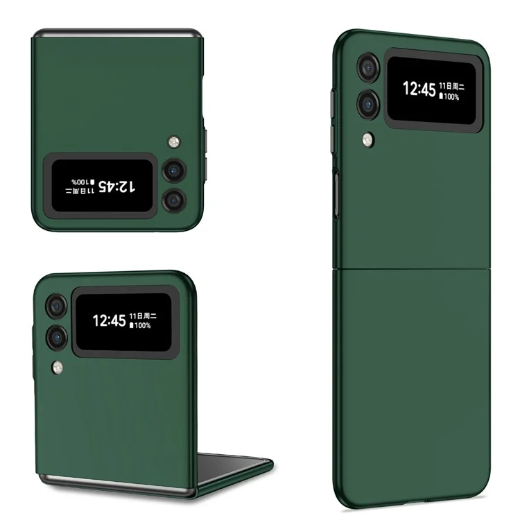Étui de Téléphone PC Caoutchouté Pour Samsung Galaxy Z Flip3 5G Couvercle de Protection Vertical Anti-fingerprint - Vert Noirâtre