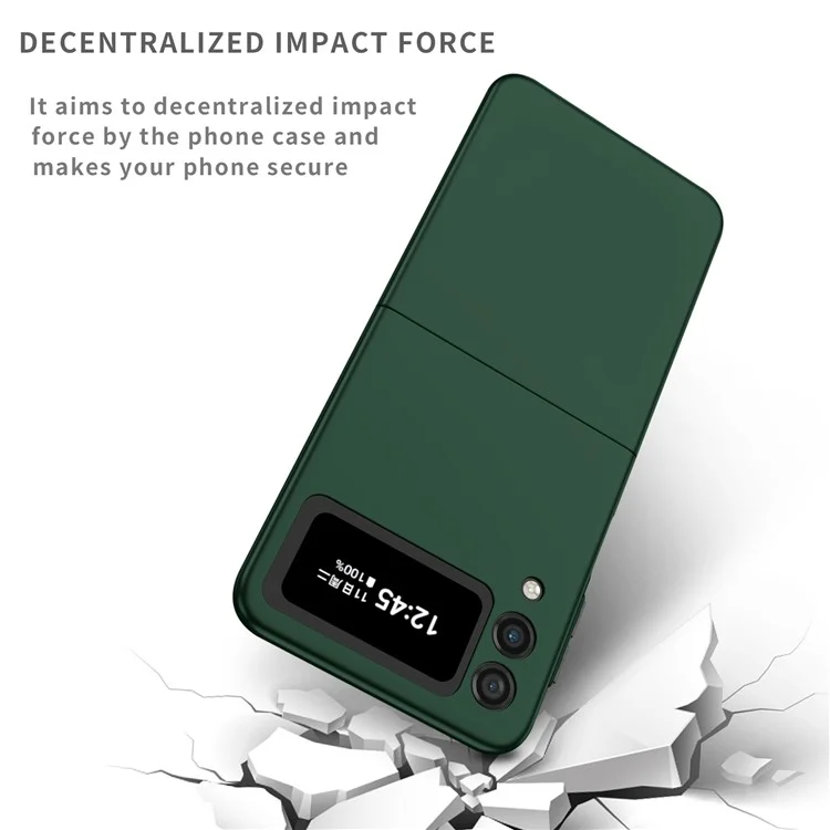 Étui de Téléphone PC Caoutchouté Pour Samsung Galaxy Z Flip3 5G Couvercle de Protection Vertical Anti-fingerprint - Vert Noirâtre