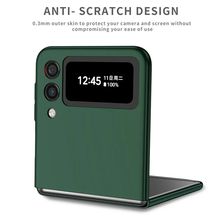 Étui de Téléphone PC Caoutchouté Pour Samsung Galaxy Z Flip3 5G Couvercle de Protection Vertical Anti-fingerprint - Vert Noirâtre
