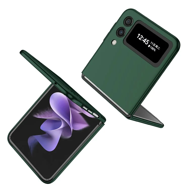Étui de Téléphone PC Caoutchouté Pour Samsung Galaxy Z Flip3 5G Couvercle de Protection Vertical Anti-fingerprint - Vert Noirâtre
