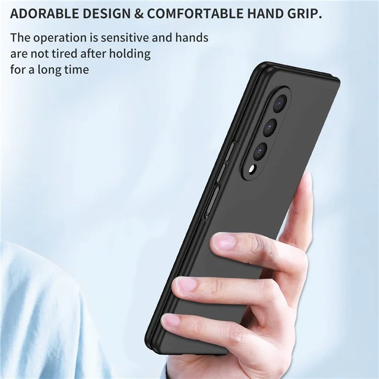For Samsung Galaxy Z Fold3 5G Hard PC Rubberized Phone Case Anti-scratch Shock Absorbing Folding Phone Cover - Black