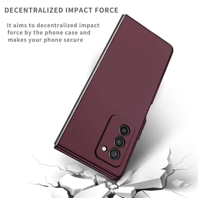 For Samsung Galaxy Z Fold2 5G Rubberized Finish Hard PC Scratch-resistant Folding Mobile Phone Case Cover - Wine Red