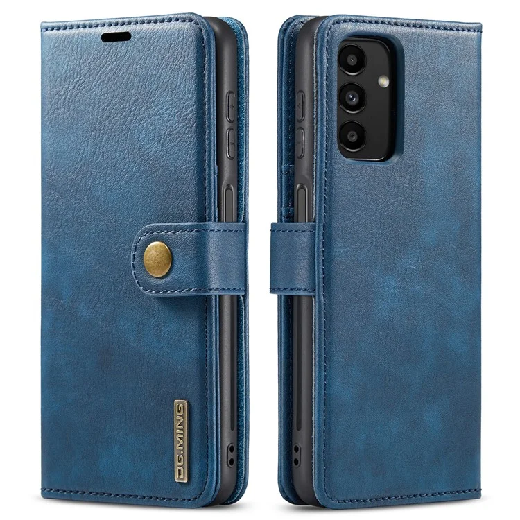 DG.MING Split Leather Folding Stand Cover Magnetic Detachable Flip Folio Wallet Case pour Samsung Galaxy A13 4G - Bleu