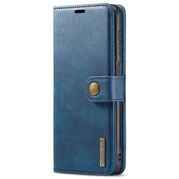 DG.MING Split Leather Folding Stand Cover Magnetic Detachable Flip Folio Wallet Case pour Samsung Galaxy A13 4G - Bleu