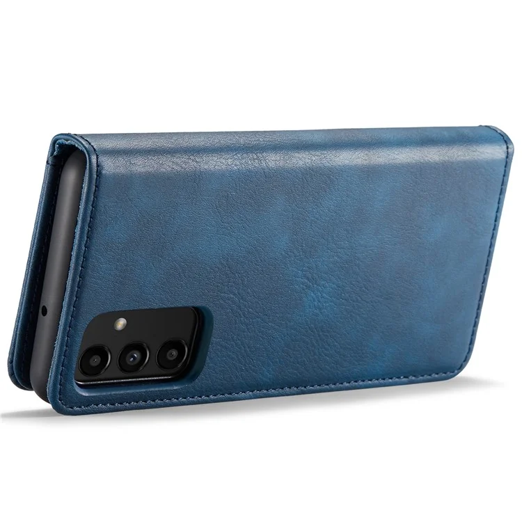 DG.MING Split Leather Folding Stand Cover Magnetic Detachable Flip Folio Wallet Case pour Samsung Galaxy A13 4G - Bleu