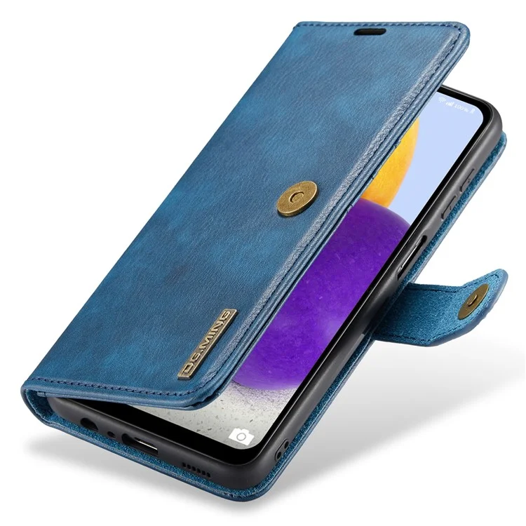 DG.MING Split Leather Folding Stand Cover Magnetic Detachable Flip Folio Wallet Case pour Samsung Galaxy A13 4G - Bleu