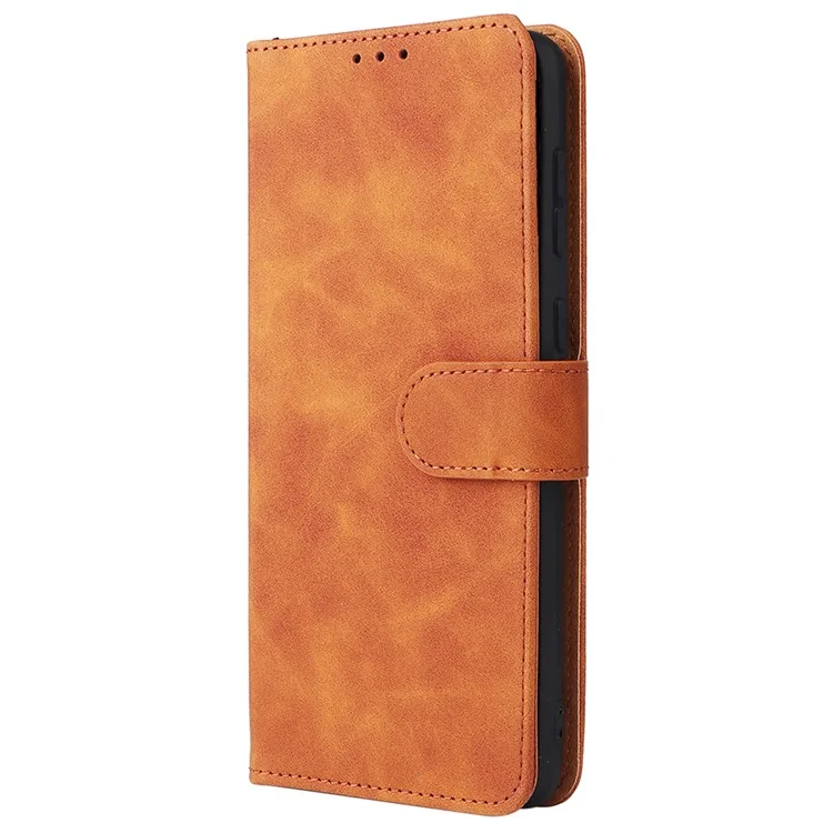 Ощущение Кожи Кожи PU + TPU Phone Cover Shell Shell Shell Case Для Samsung Galaxy A73 5G - Коричневый
