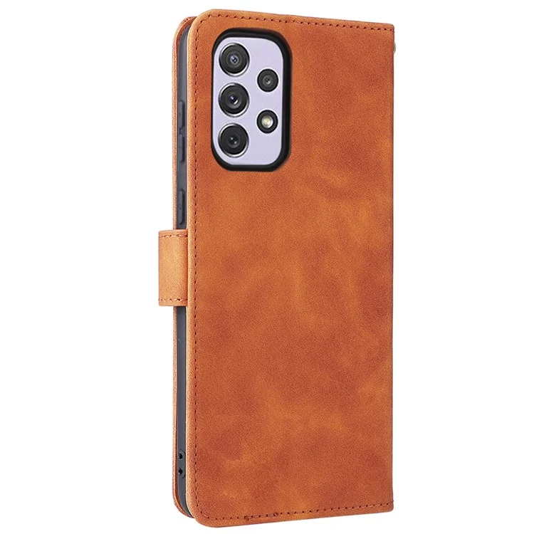 Ощущение Кожи Кожи PU + TPU Phone Cover Shell Shell Shell Case Для Samsung Galaxy A73 5G - Коричневый