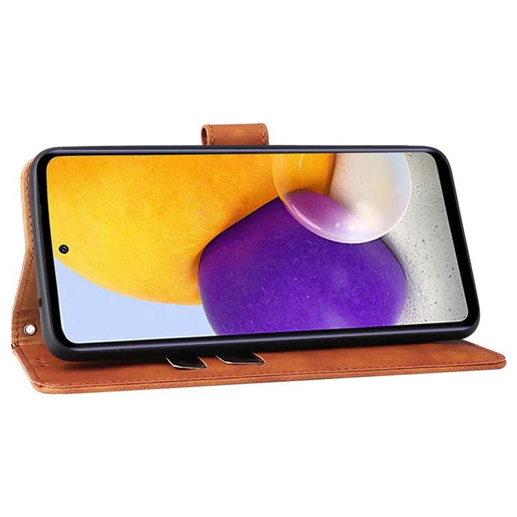 Ощущение Кожи Кожи PU + TPU Phone Cover Shell Shell Shell Case Для Samsung Galaxy A73 5G - Коричневый