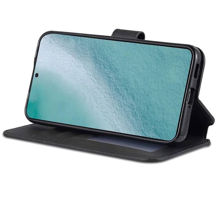 AZNS PU Leather Case Magnetic Clasp Wallet Shock Absorption Phone Cover with Foldable Stand for Samsung Galaxy S22+ 5G - Black