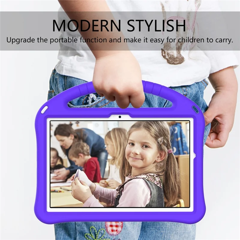 Pour Samsung Galaxy Tab A8 10.5 (2021) Coque Tablette Eva Anti-rayures Anti-rayures Avec Poignée - Mauve