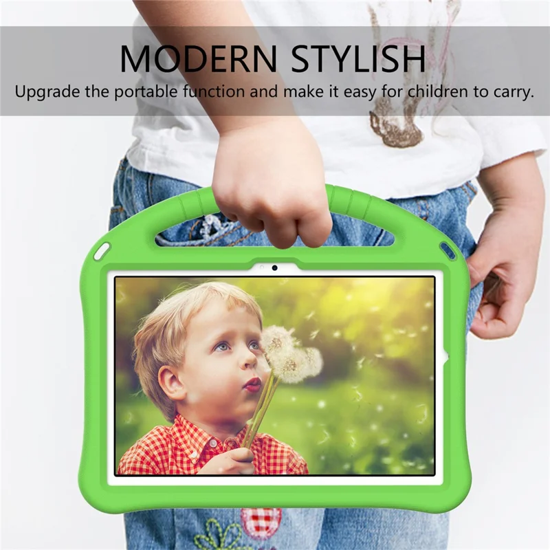 For Samsung Galaxy Tab A8 10.5 (2021) / A8 10.5 (2022) Kickstand Design Anti-scratch EVA Tablet Case with Handle - Green