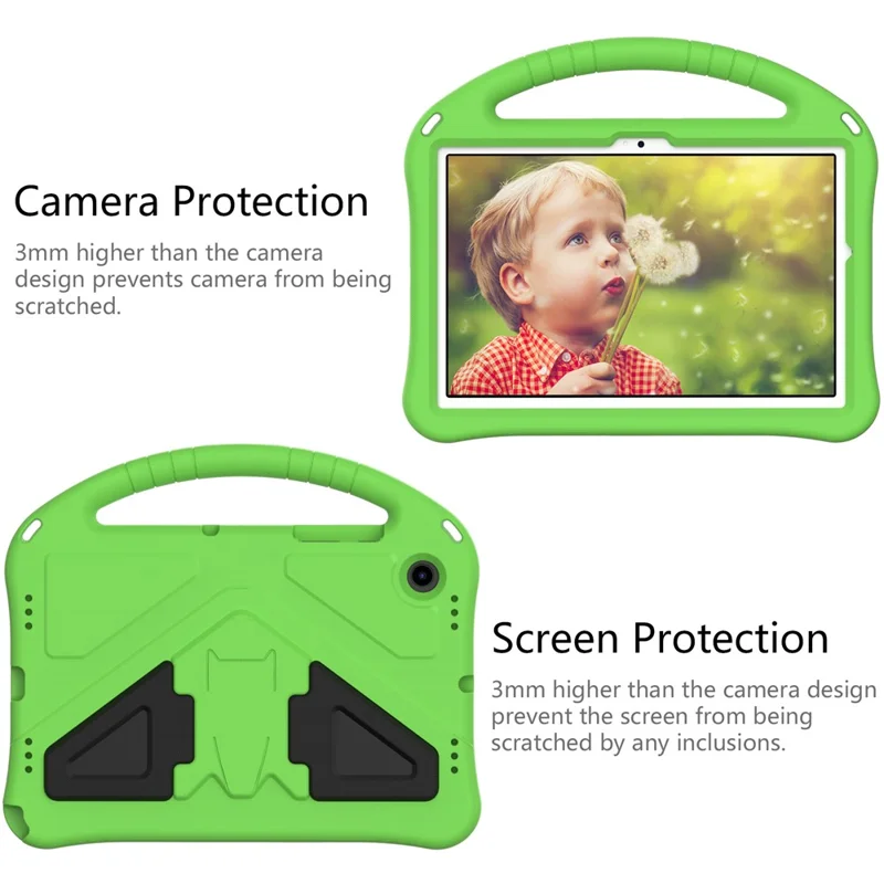 For Samsung Galaxy Tab A8 10.5 (2021) / A8 10.5 (2022) Kickstand Design Anti-scratch EVA Tablet Case with Handle - Green
