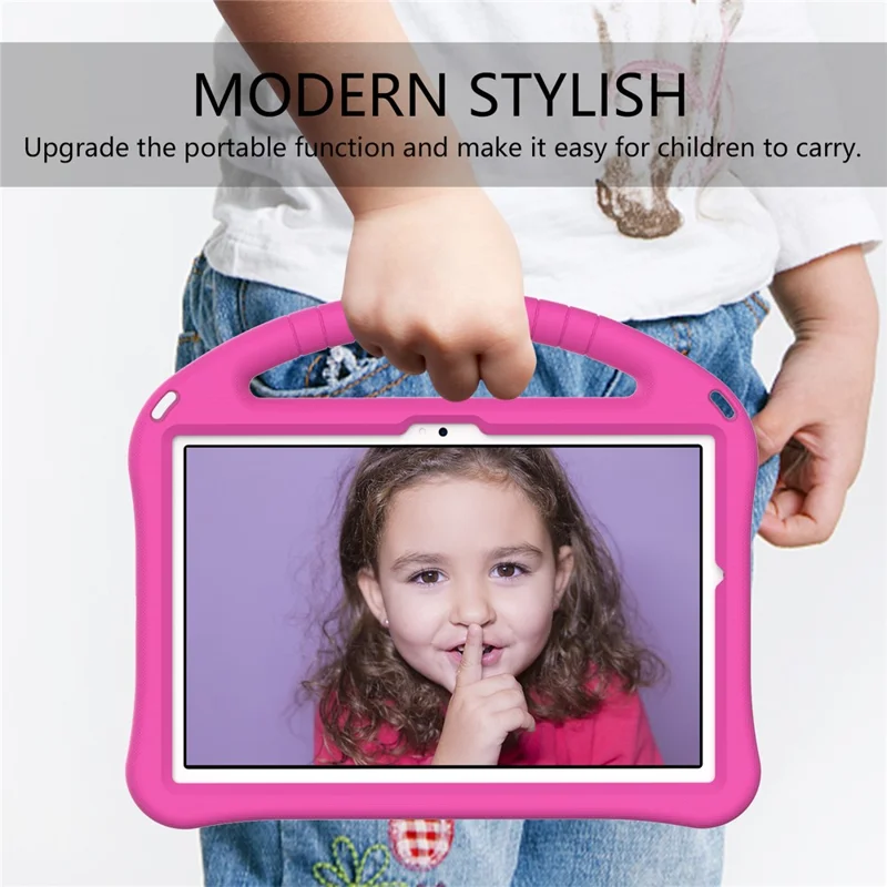 Para Samsung Galaxy Tab A8 10.5 (2021) / A8 10.5 (2022) Diseño de soporte con montura Funda para tableta antiarañazos de EVA con asa - Rosa