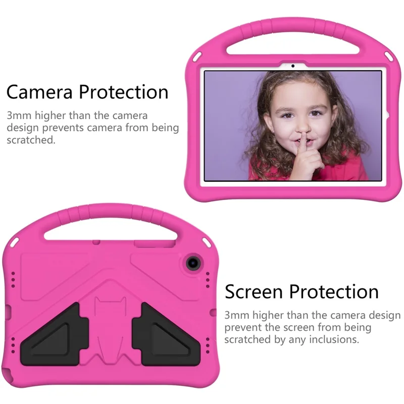 Para Samsung Galaxy Tab A8 10.5 (2021) / A8 10.5 (2022) Diseño de soporte con montura Funda para tableta antiarañazos de EVA con asa - Rosa