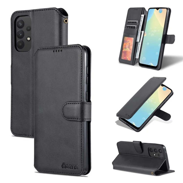 AZNS Funda de cuero PU resistente a los golpes con cierre magnético, funda de teléfono con soporte plegable para Samsung Galaxy A33 5G - Negro