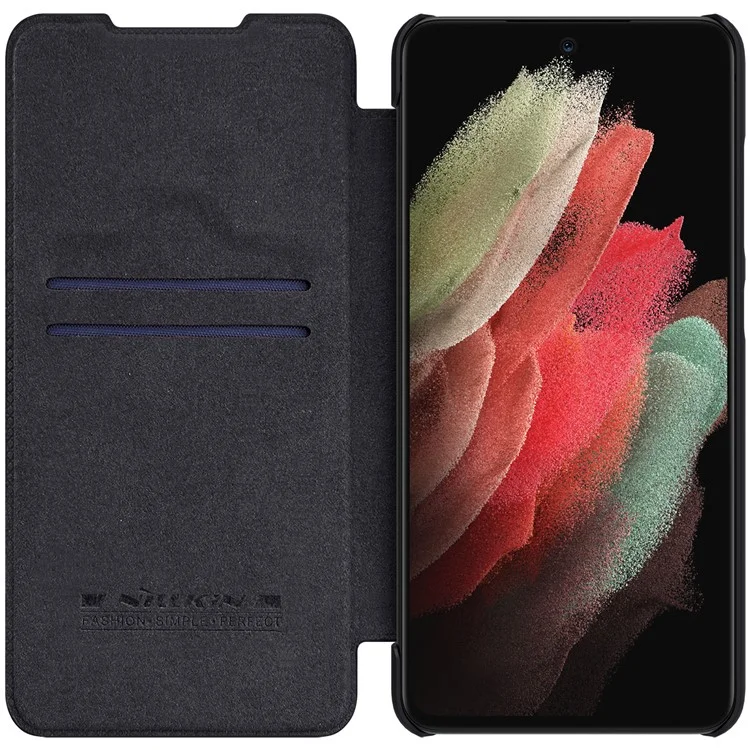 Nillkin Qin Series Carte Holder PU Leather Flip Phone Case Pour Samsung Galaxy S21 fe 5G - le Noir