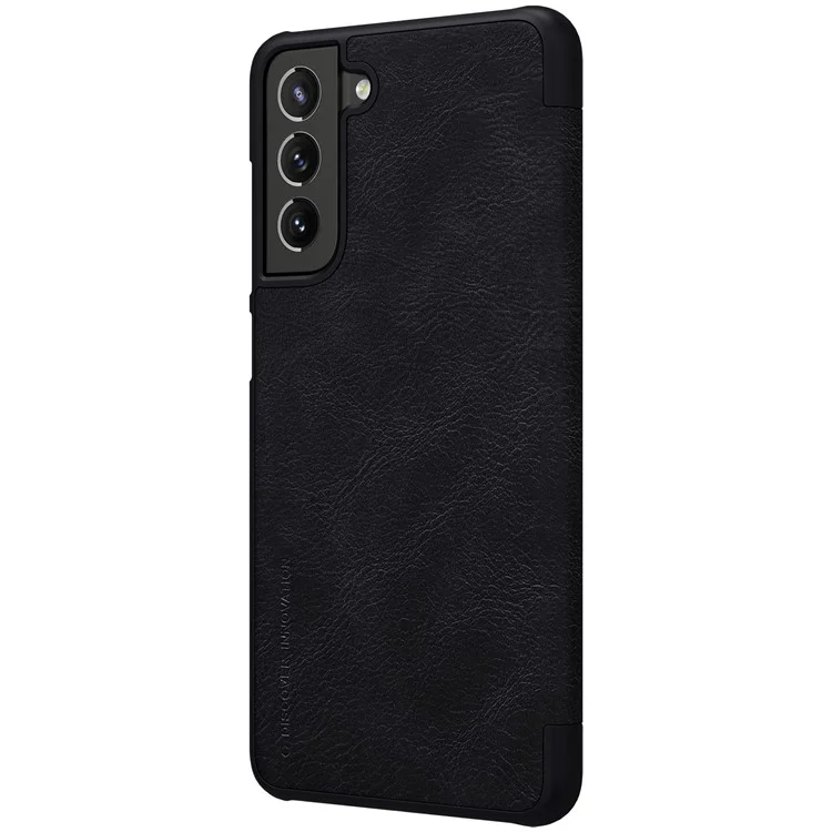 Kartenhalter Von Nillkin Qin Serie PU Leder Flip Telefon Für Samsung Galaxy S21 fe 5g - Schwarz