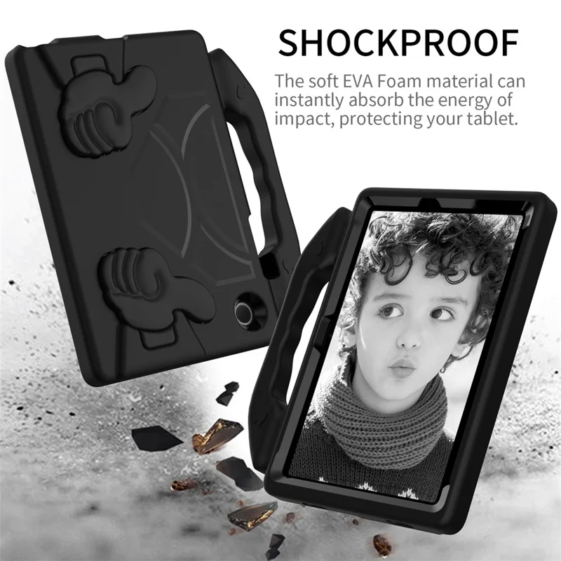 For Samsung Galaxy Tab A8 10.5 (2021) / (2022) Foldable Thumb Kickstand EVA Tablet Case Shock Absorbing Cover with Handle - Black