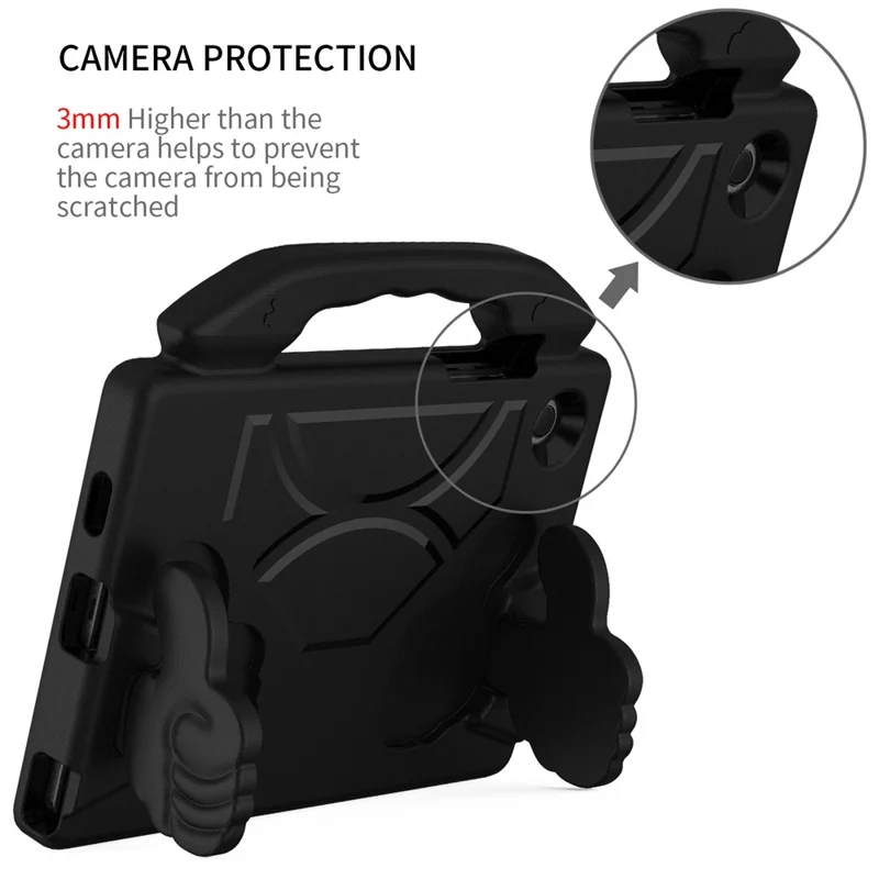 For Samsung Galaxy Tab A8 10.5 (2021) / (2022) Foldable Thumb Kickstand EVA Tablet Case Shock Absorbing Cover with Handle - Black