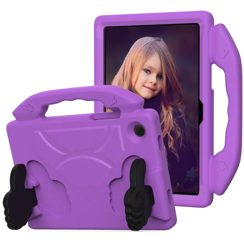 Für Samsung Galaxy Tab A8 10.5 (2021) / (2022) Faltbarer Thumb Kickstand EVA Tablet Case Stoßabsorbierender Schutz mit Griff - Lila