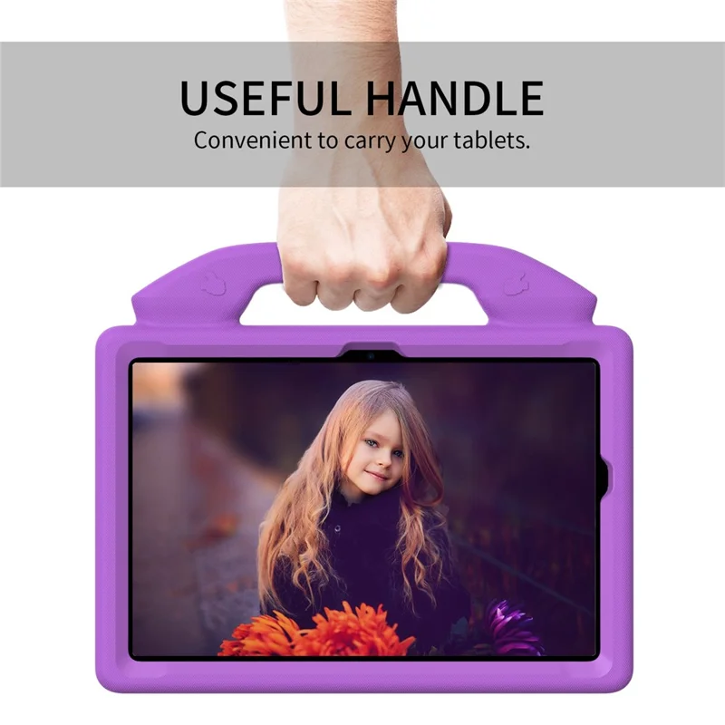 For Samsung Galaxy Tab A8 10.5 (2021) / (2022) Foldable Thumb Kickstand EVA Tablet Case Shock Absorbing Cover with Handle - Purple